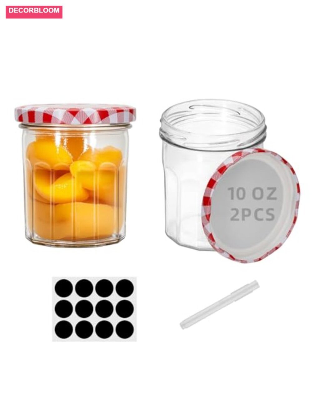 2Pc 10oz Glass Jam Jars Airtight Wide Mouth Food Storage Containers 300ml